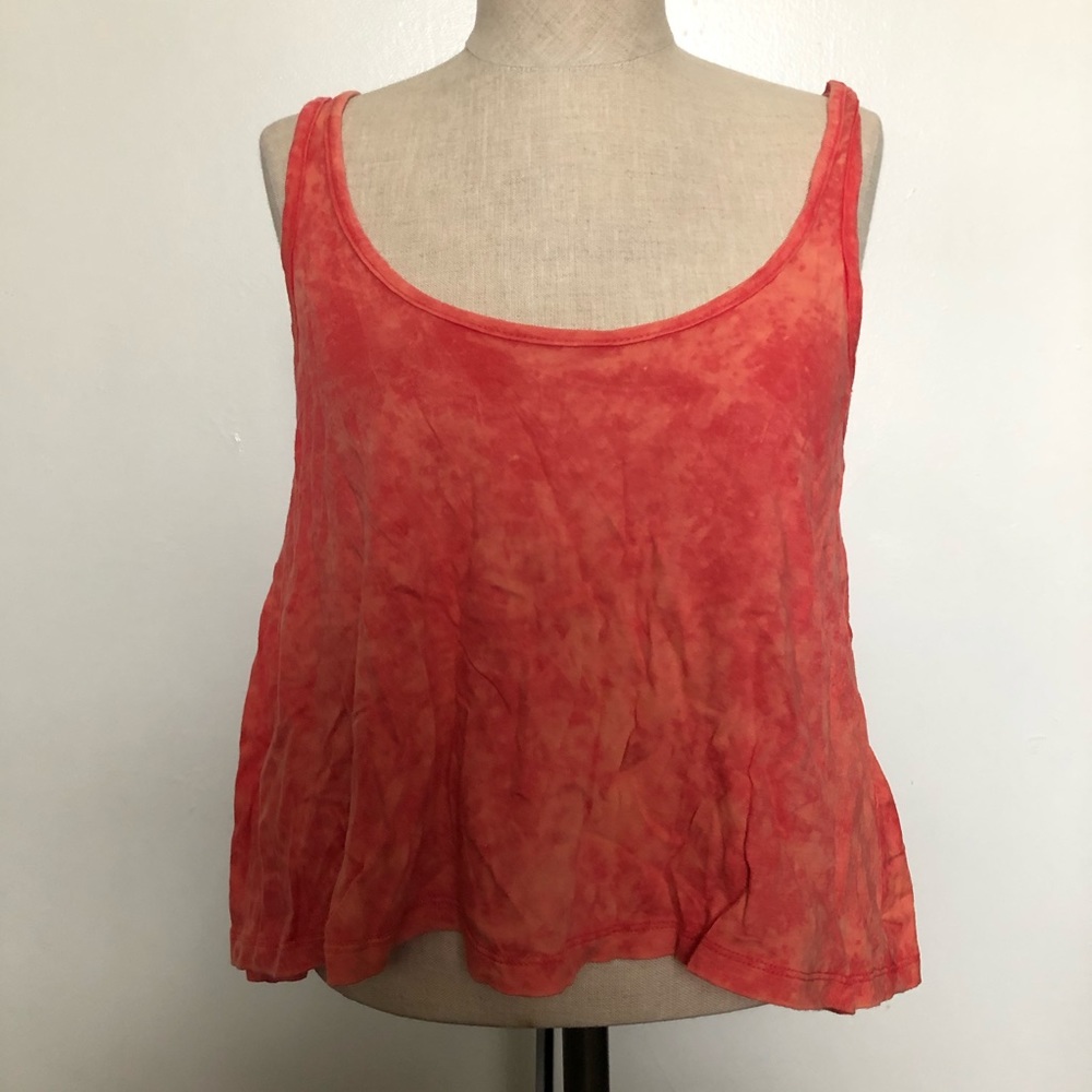 Orange tiedye flowy crop